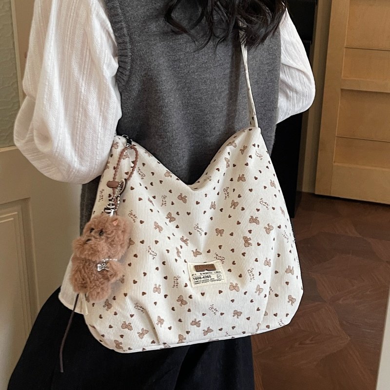 碎花帆布斜挎包包女大容量单肩腋下包小众百搭学生上课通勤托特包,淘宝优惠券,粉丝福利购,淘宝优惠卷