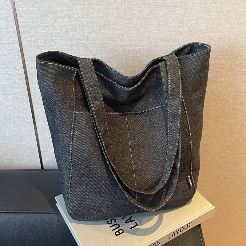 韩版牛仔托特包包女大容量休闲百搭通勤包学生上课单肩手提帆布袋,淘宝优惠券,粉丝福利购,淘宝优惠卷