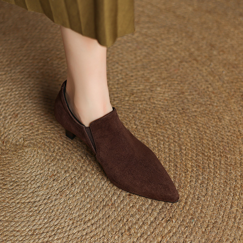 羊反绒 4.5CM 尖头复古气质细跟深口单鞋及踝靴,淘宝优惠券,粉丝福利购,淘宝优惠卷