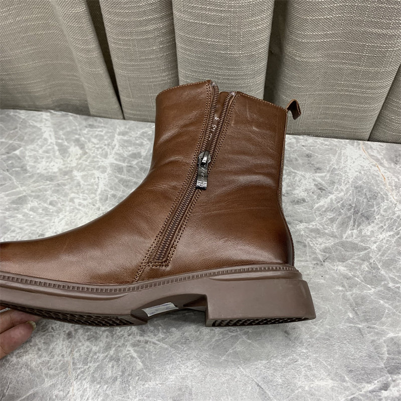 工厂直销2025冬款女鞋圆头粗跟韩版洋气加绒短靴女鞋防滑羊皮女靴,淘宝优惠券,粉丝福利购,淘宝优惠卷