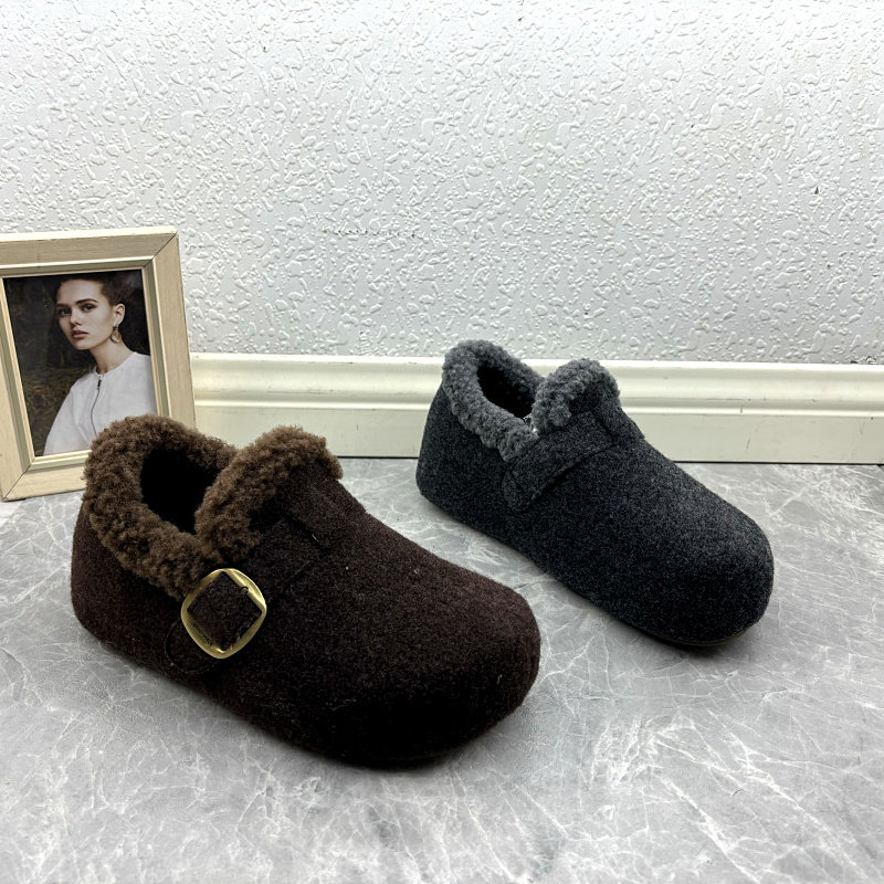 2025圆头加绒勃肯鞋女冬季保暖套脚毛毛鞋舒适休闲平底棉鞋外贸鞋,淘宝优惠券,粉丝福利购,淘宝优惠卷