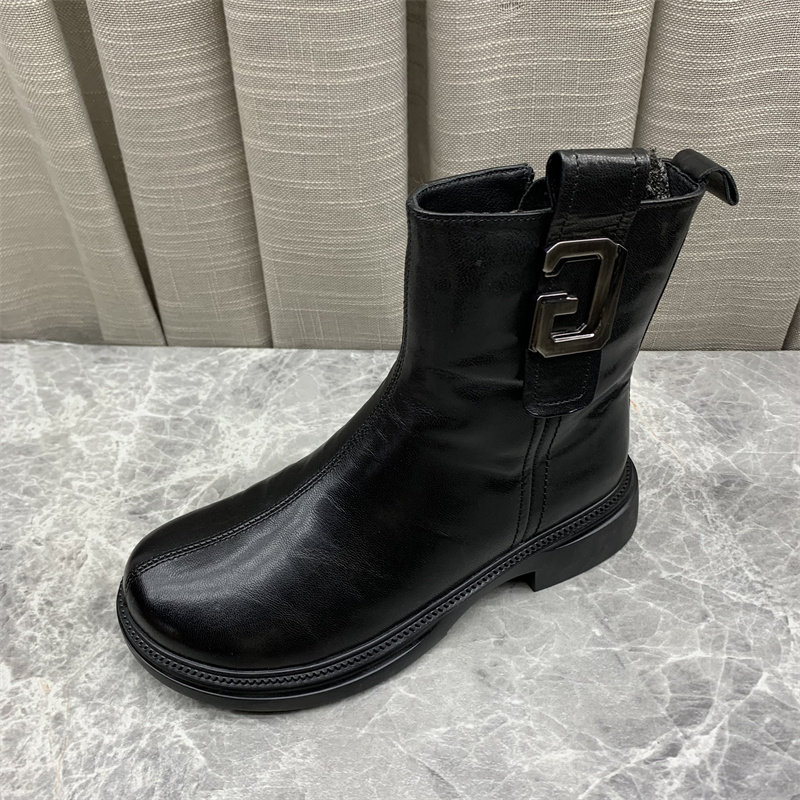 工厂直销2025冬款女鞋圆头粗跟韩版洋气加绒短靴女鞋防滑羊皮女靴,淘宝优惠券,粉丝福利购,淘宝优惠卷