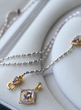 天然坦桑石红宝石项链