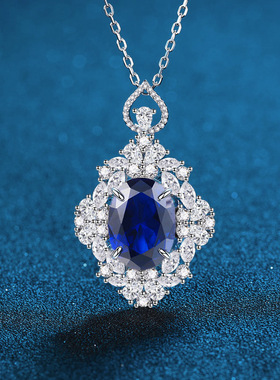 深邃幽蓝时尚蓝宝石红宝石项链