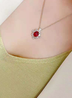 玫瑰红925银镀18K金仿真红宝石