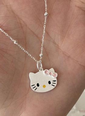 韩国ins925银Kitty圆珠项链