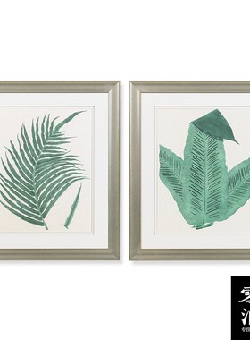 蓝色双联卧室走廊手工挂画包邮