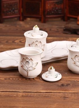陶瓷套装白色供水杯大悲水佛堂杯观音水杯净水杯仙用水杯