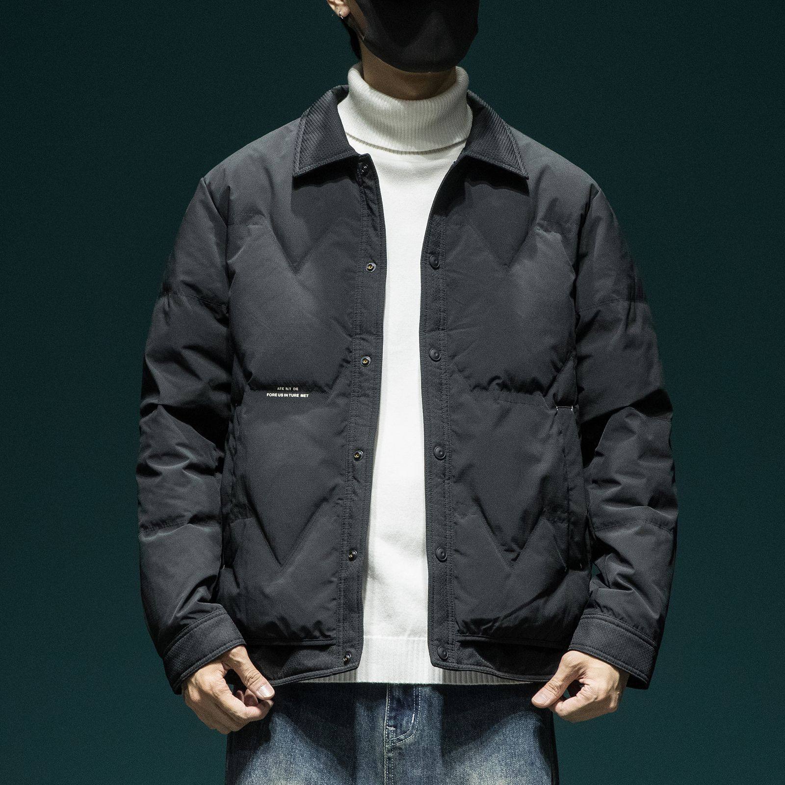 90鸭绒轻薄羽绒服男宽松大码2024冬季新款户外防风保暖衬衫领外套,淘宝优惠券,粉丝福利购,淘宝优惠卷