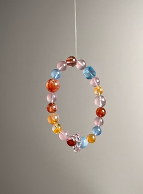 海蓝宝粉晶红胶花海蓝宝随行手链