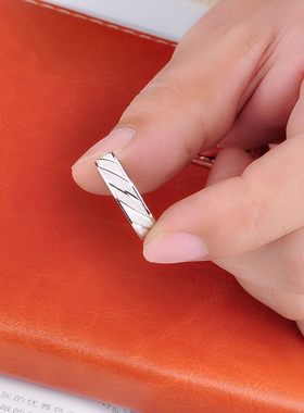 男士日韩风花纹戒指环刻字定制