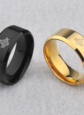 共济会戒指男士霸气单身钛钢刻字