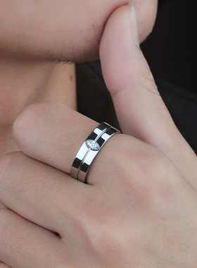 韩版钛钢可刻字生日礼物男士戒指