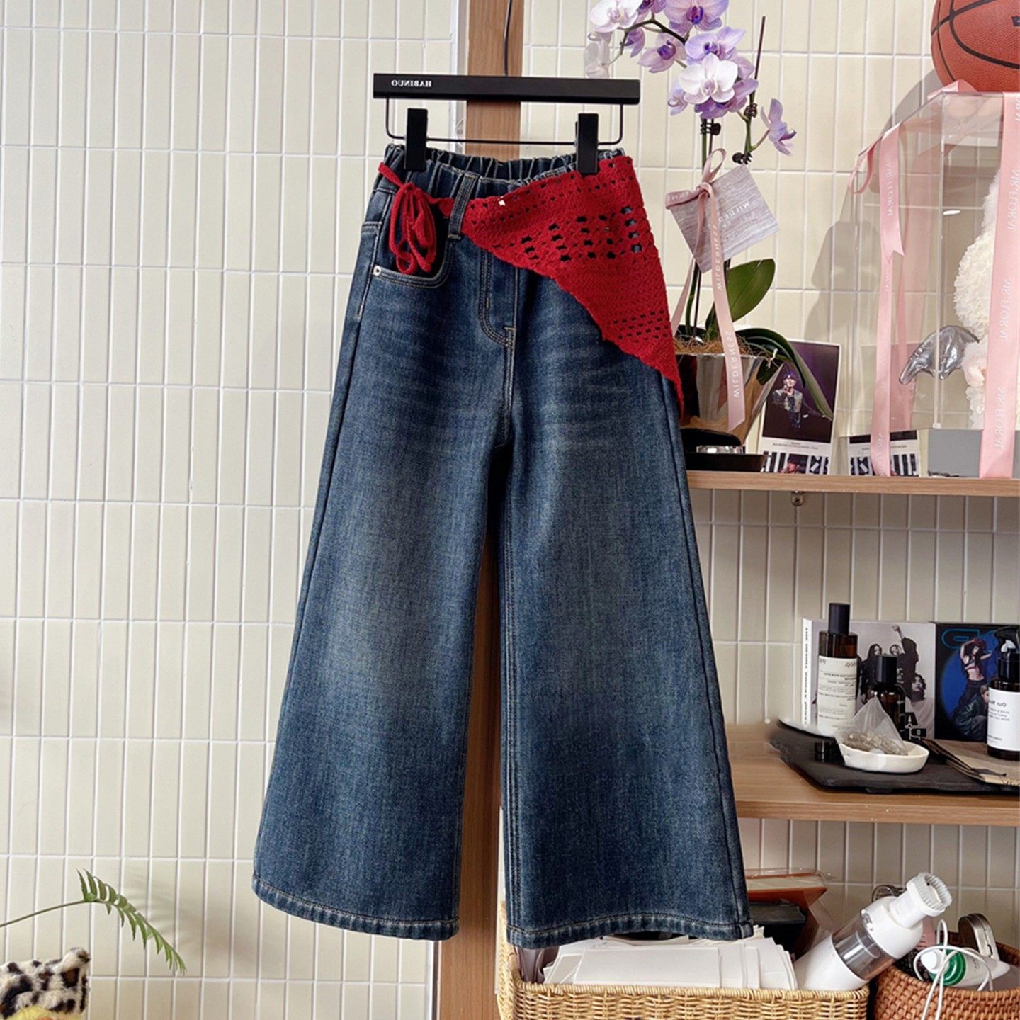 韩系女童一体绒喇叭牛仔裤2025秋冬加绒加厚儿童裤子小个子直筒裤,淘宝优惠券,粉丝福利购,淘宝优惠卷