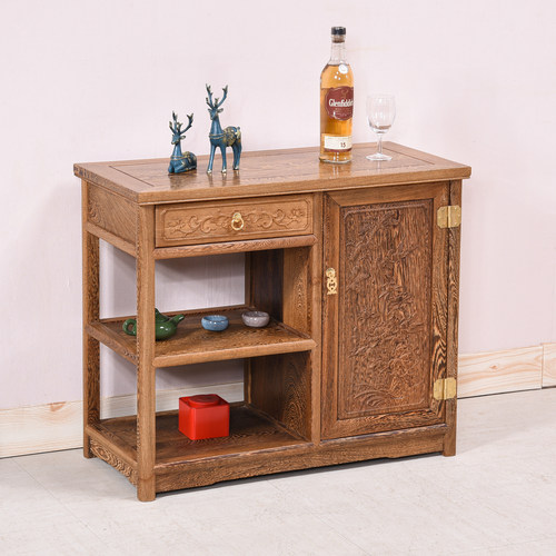 鸡翅木餐边柜红木中式实木茶水柜原木茶桌边柜侧柜复古厨房储物柜 - 图0