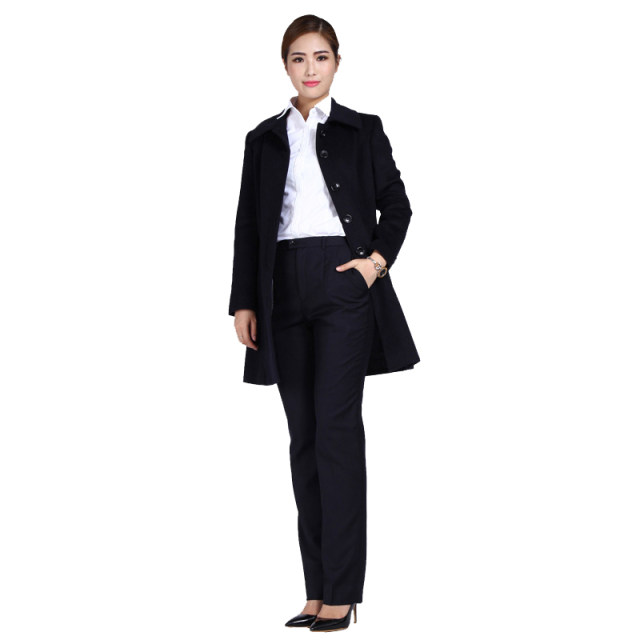 新款职业装秋冬毛呢大衣毛呢外套中长款呢子大衣男女工装工作服