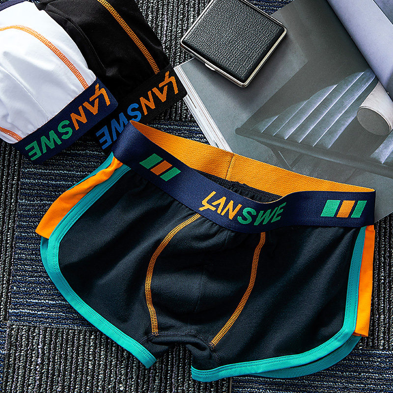 男士纯棉夏季男孩青年个性四角短裤 浪莎启元男平角内裤