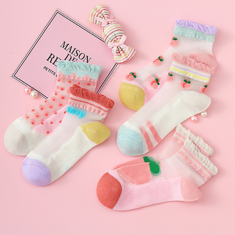 浪莎夏季花边公主宝宝水晶女童袜子 浪莎启元船袜