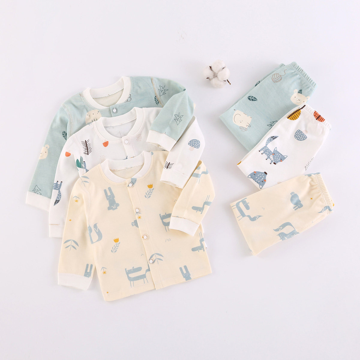 婴儿开衫薄款纯棉秋衣裤开档套装0-2岁男女宝无骨内衣长袖打底衣,淘宝优惠券,粉丝福利购,淘宝优惠卷