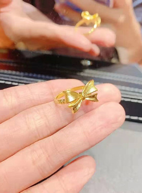 蝴蝶结戒指女高级设计小众仿黄金
