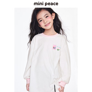 minipeace太平鸟童装女童长袖T恤裙儿童打底衫长款秋装内搭纯棉23