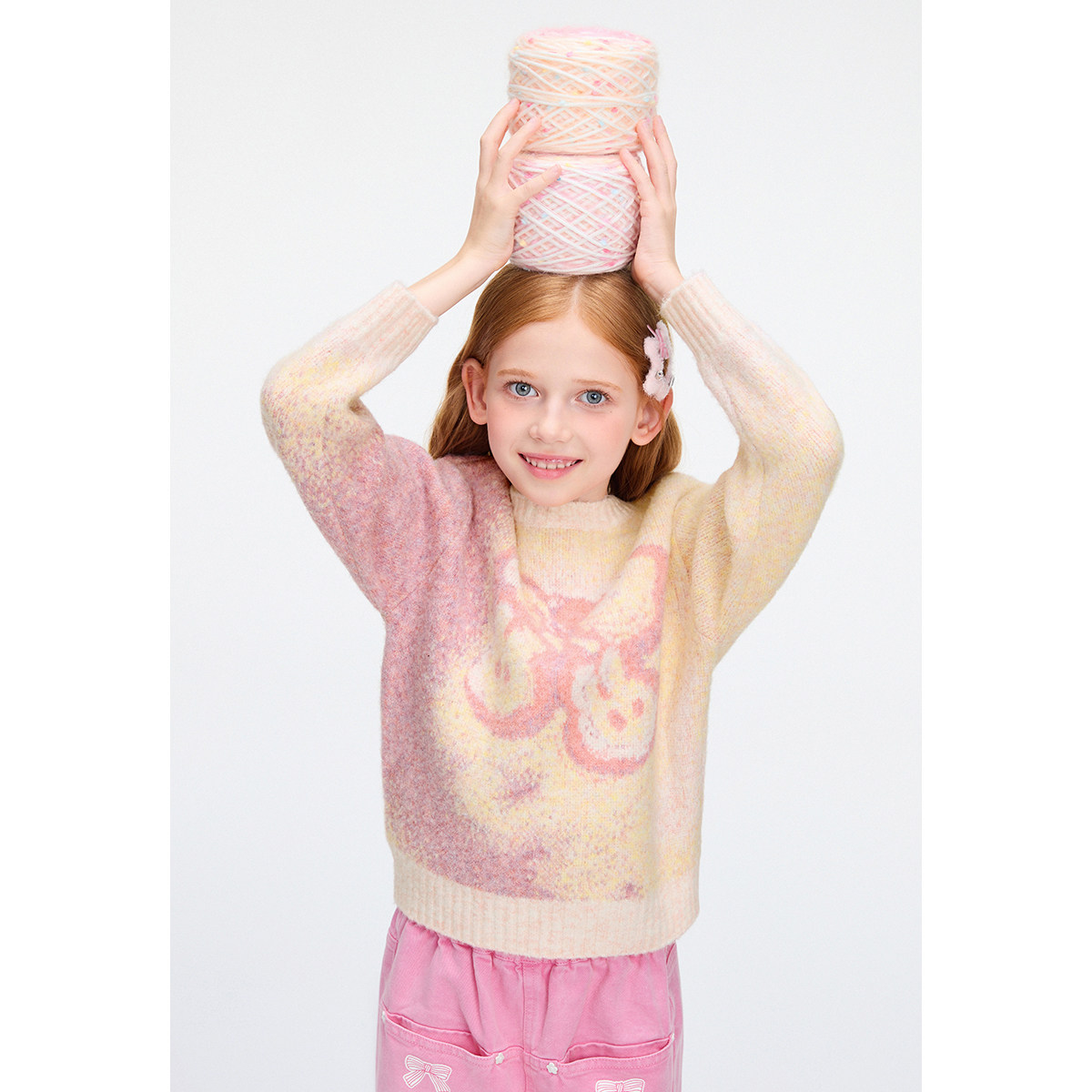 MINIPEACE太平鸟童装女童可爱毛衣儿童渐变针织衫儿童内搭上衣新