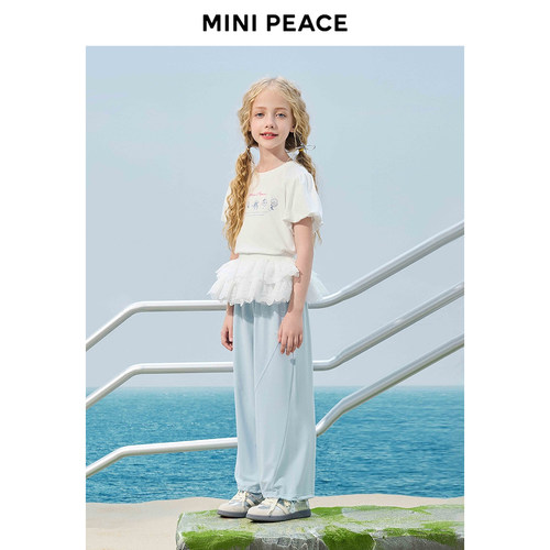 【专柜同款】MINIPEACE太平鸟童装女童裤子夏季新款儿童运动裤子 - 图1