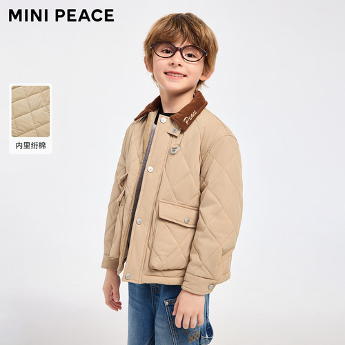 【专柜同款】MINIPEACE太平鸟童装男童棉服棉袄儿童工装外套冬装 - 图0