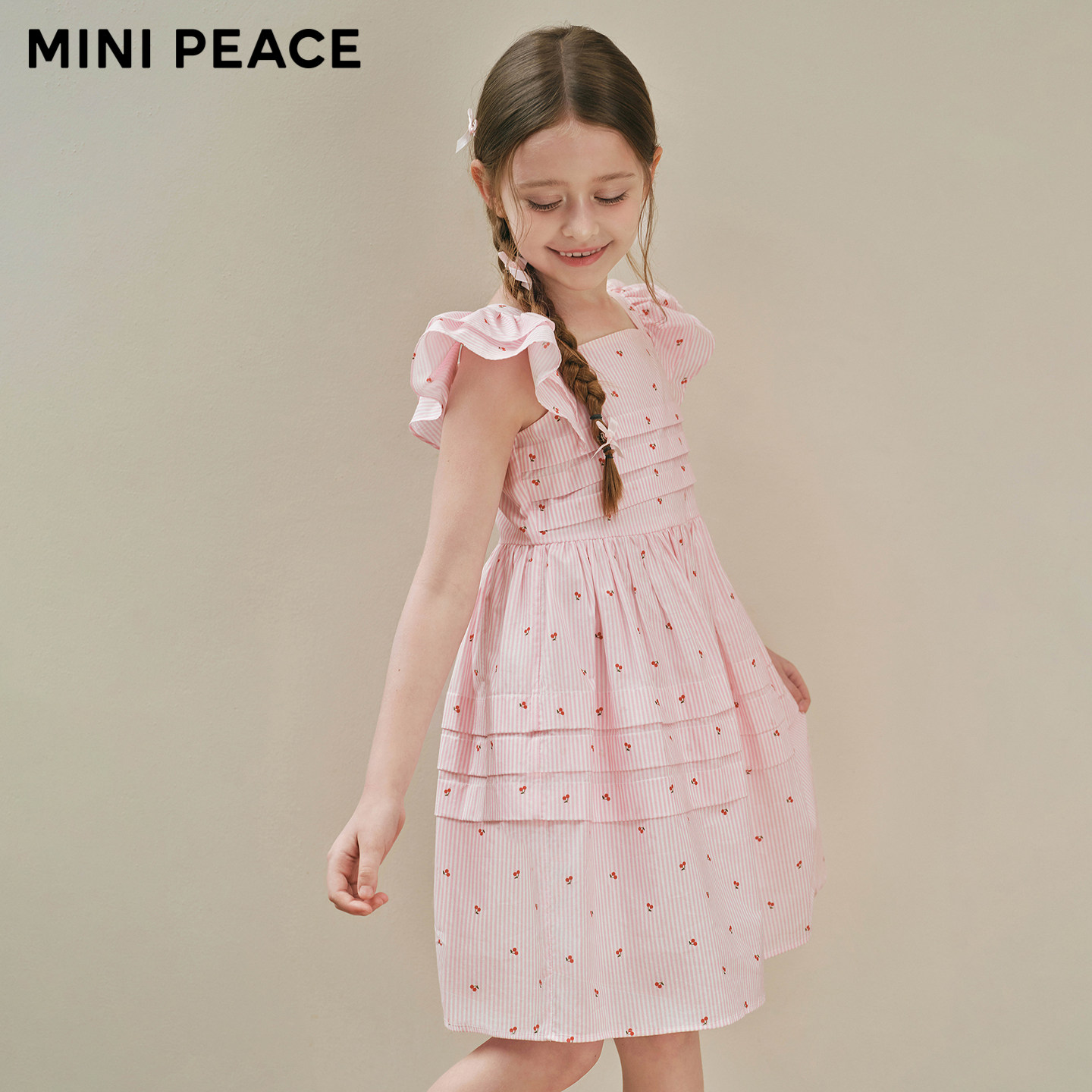 【时尚系列】MINIPEACE太平鸟童装女童连衣裙夏季小飞袖樱桃裙子