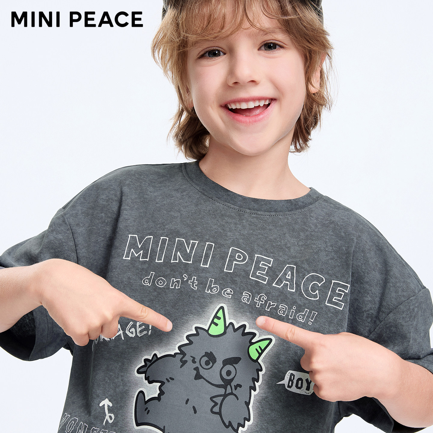 minipeace×芝麻街联名太平鸟童装男童短袖T恤蜡染肌理夏装上衣新