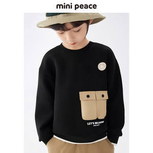 minipeace太平鸟童装男童卫衣儿童上衣圆领户外口袋潮酷春季新品
