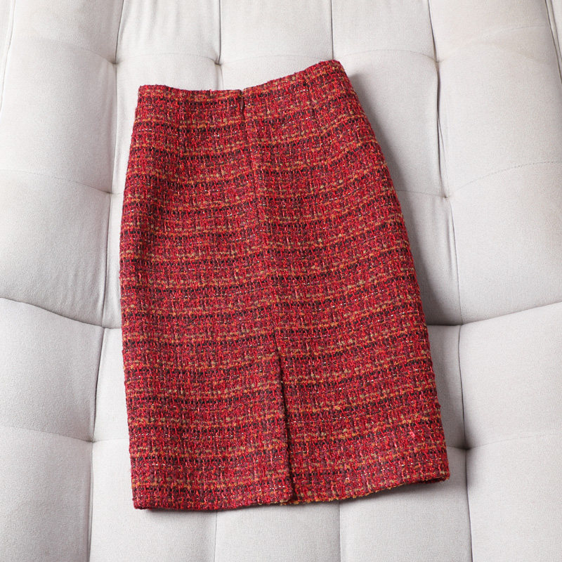 毛呢半身裙女秋冬2021新款小香风 mzgg木子格格半身裙