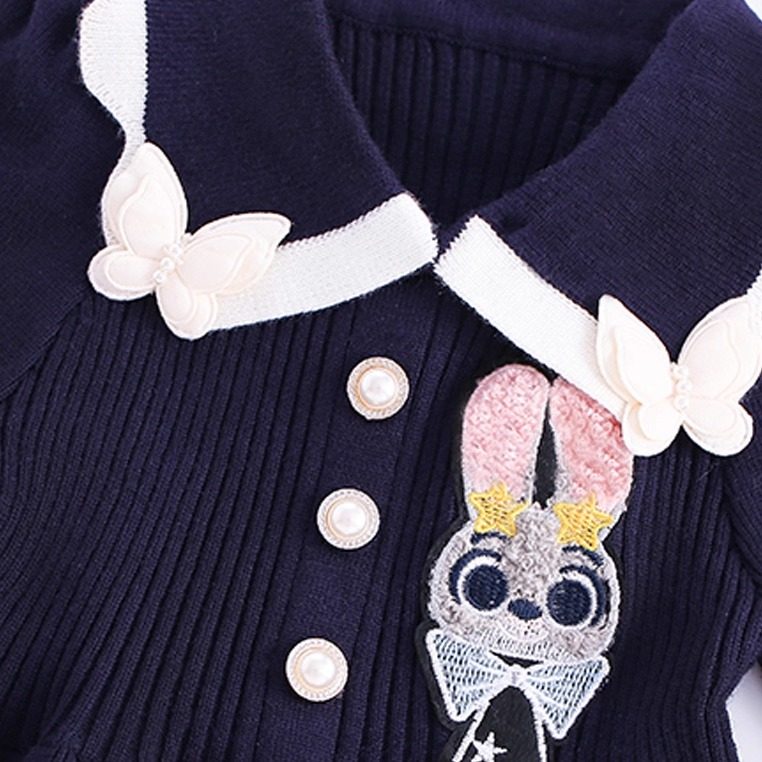 女童秋装毛衣裙2025新款宝宝公主裙朱迪兔子警官连衣裙高品学院风,淘宝优惠券,粉丝福利购,淘宝优惠卷