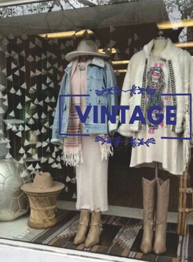 中英文字定制玻璃贴Vintage古着橱窗装饰服装店门贴纸北欧ins设计