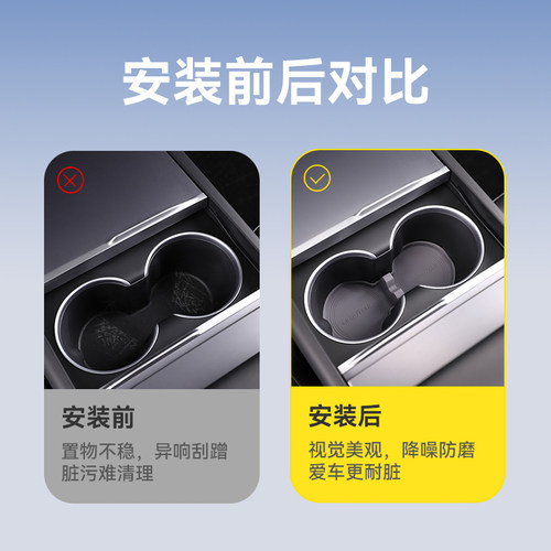 固特异适用特斯拉Model YL水杯垫架中控储物盒挡泥板内饰配件全套 - 图3