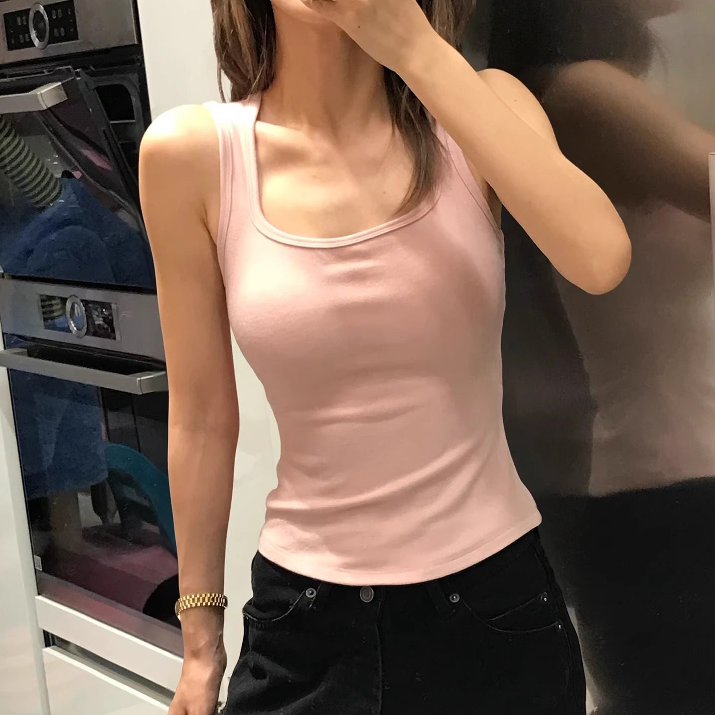 Oh! Me Tell【冬日小暖炉】德绒发热内搭带胸垫保暖修身无袖背心,淘宝优惠券,粉丝福利购,淘宝优惠卷