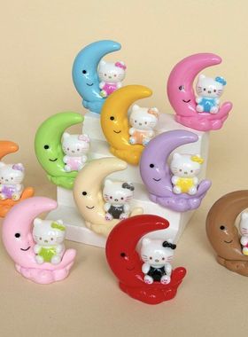 卡通月亮船KT 盲袋萌粒diy饰品挂件钥匙扣公仔桌面小摆件树脂配件
