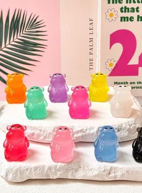 创意夜光卡通立体河马 盲盒diy饰品配饰桌面摆件文创礼品树脂配件