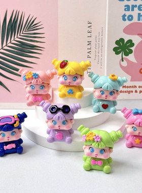 手绘QQ女孩 diy饰品树脂配件车载摆件玩具钥匙扣盲盒批发桌面创意