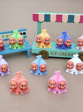 植绒双人星星崽 盲袋萌粒diy饰品挂件钥匙扣公仔桌面摆件树脂配件