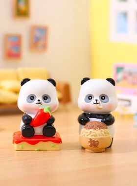 新品创意摆件熊猫中华美食记盲盒
