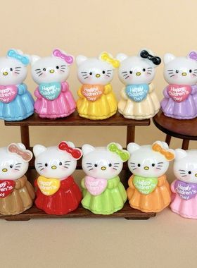 可爱裙子抱心KT 盲袋萌粒diy饰品挂件钥匙扣公仔桌面摆件树脂配件