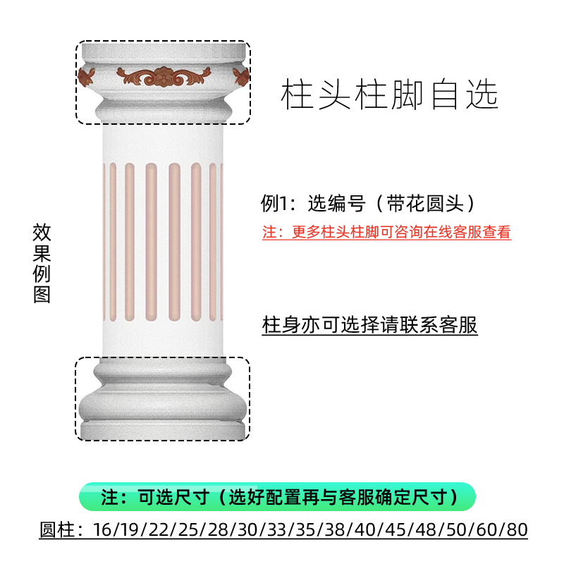 罗马柱柱头模具圆柱花头柱帽圆形柱脚柱子底座模型别墅盖帽装饰 - 图1