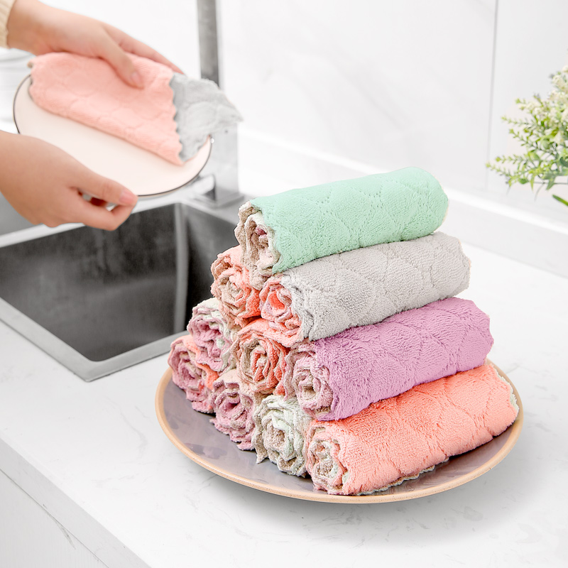 洗碗布巾抹布家务清洁厨房用品去油家用吸水懒人毛巾不易掉毛沾油-图1