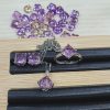 Amethyst sugar tower ring, pendant, earrings, 3-piece set, square diameter 8mm, crystal clear, fluorescent
