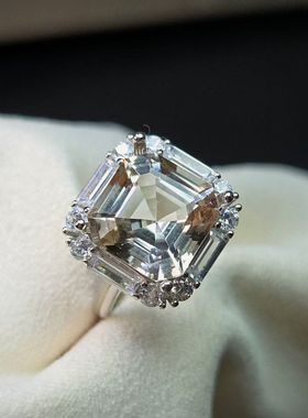 天然香槟色托帕石戒指阿斯切切割工艺直径10mm全净体天然颜色原色