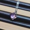 Amethyst sugar tower ring, pendant, earrings, 3-piece set, square diameter 8mm, crystal clear, fluorescent