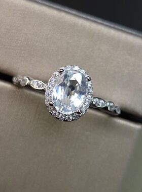 天然白蓝宝戒指稀少名贵白蓝宝重量1.2克拉净体硬度高媲美白钻