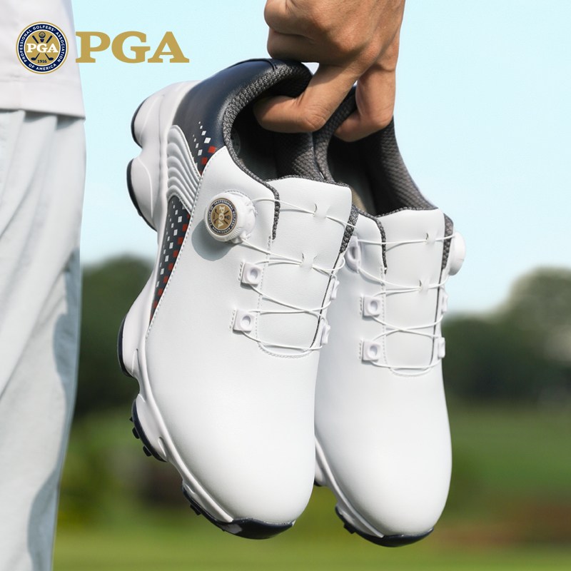 美国PGA 高尔夫球鞋男士宽版运动鞋子旋钮鞋带防水防侧滑golf男鞋 - 图0