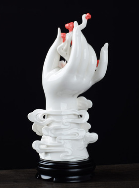 德化白瓷佛手摆件可转壁柜书桌